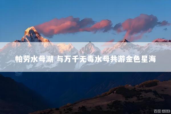 帕劳水母湖 与万千无毒水母共游金色星海